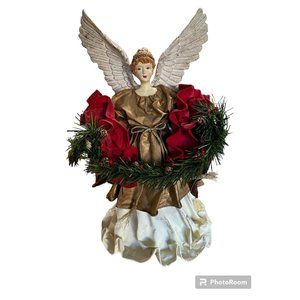 Vintage Fabric Mache Angle tree Topper in box Home for the holidays